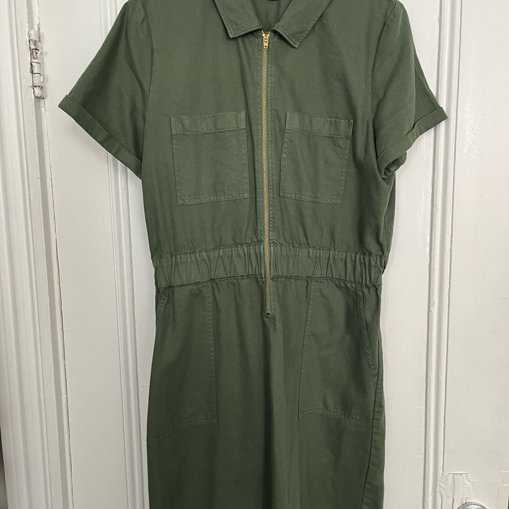 J.Crew Green Zip-Front Dress